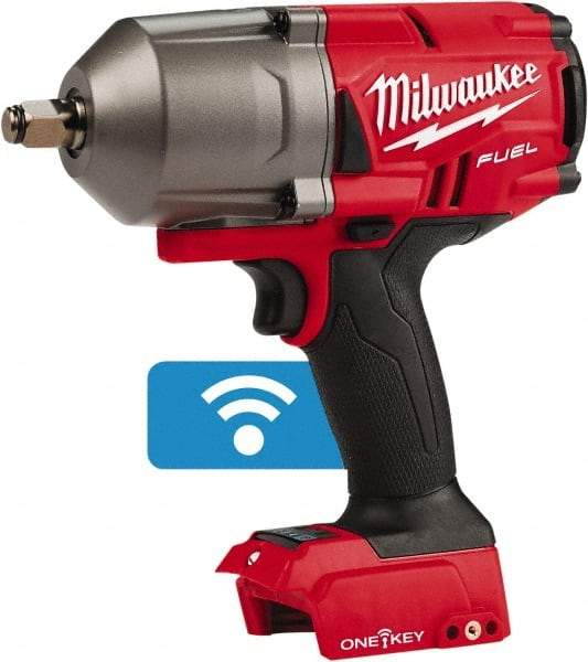 Milwaukee Tool - 1/2" Drive 18 Volt Pistol Grip Cordless Impact Wrench & Ratchet - 1,750 RPM, 0 to 2,100 BPM, 1,400 Ft/Lb Torque, Lithium-Ion Batteries Not Included - Exact Industrial Supply