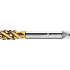 Walter-Prototyp - M8x1.00 DIN 374 3 Flute 6H Semi-Bottoming Spiral Flute Tap - High Speed Steel, TiN Finish, 91.57mm OAL, Right Hand Flute, Right Hand Thread, 6.950, Series TC115-MF-L0 - Exact Industrial Supply