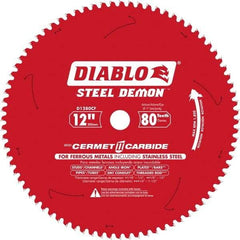 Freud - 12" Blade Diam, 80 Teeth, Carbide-Tipped Cold Saw Blade - 1" Arbor Hole Diam, 0.071" Blade Thickness - Exact Industrial Supply