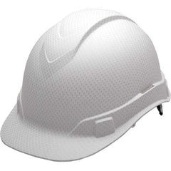 PYRAMEX - ANSI Type I Class C, G & E 4-Point Ratchet Short Brim Hard Hat - Exact Industrial Supply