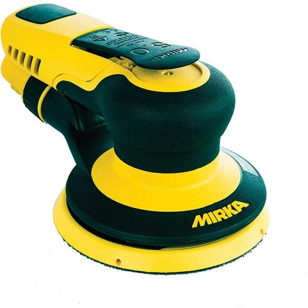 Mirka - 12,000 RPM, 485 LPM Air Consumpion, Random Air Orbital Sander - Round Pad, Hook & Loop Backing, 1/4 NPT Inlet - Exact Industrial Supply