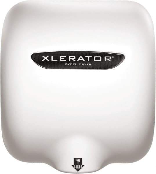 Excel Dryer - 1490 Watt White Finish Electric Hand Dryer - 208/277 Volts, 6.2 Amps, 11-3/4" Wide x 12-11/16" High x 6-11/16" Deep - Exact Industrial Supply