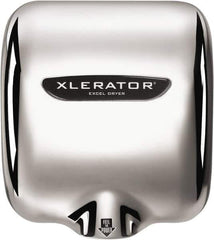 Excel Dryer - 1490 Watt Silver Finish Electric Hand Dryer - 208/277 Volts, 6.2 Amps, 11-3/4" Wide x 12-11/16" High x 6-11/16" Deep - Exact Industrial Supply