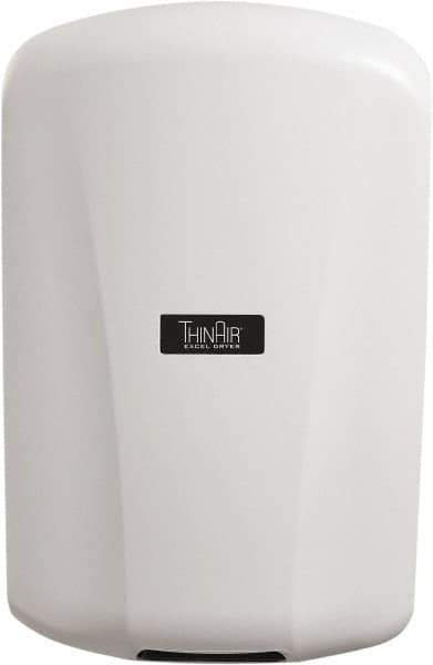 Excel Dryer - 915 Watt White Finish Electric Hand Dryer - 110/120 Volts, 7.7 Amps, 9-5/32" Wide x 13-15/16" High x 4" Deep - Exact Industrial Supply