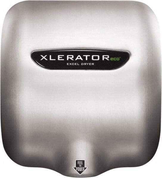 Excel Dryer - 530 Watt Silver Finish Electric Hand Dryer - 110/120 Volts, 4.5 Amps, 11-3/4" Wide x 12-11/16" High x 6-11/16" Deep - Exact Industrial Supply