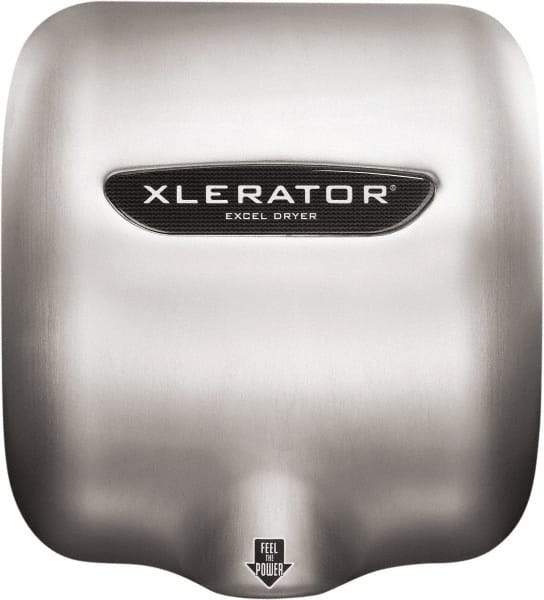 Excel Dryer - 1490 Watt Silver Finish Electric Hand Dryer - 110/120 Volts, 12.2 Amps, 11-3/4" Wide x 12-11/16" High x 6-11/16" Deep - Exact Industrial Supply