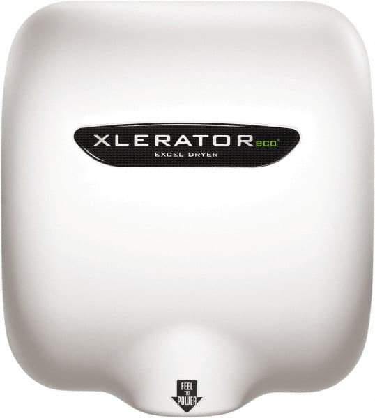 Excel Dryer - 530 Watt White Finish Electric Hand Dryer - 110/120 Volts, 4.5 Amps, 11-3/4" Wide x 12-11/16" High x 6-11/16" Deep - Exact Industrial Supply