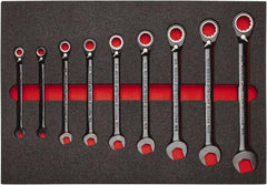 Proto - 9 Piece, 9/32" to 3/4", Spline Combination Wrench Set - Inch Measurement Standard, Black/Chrome Finish, Comes in Roll Pouch - Exact Industrial Supply