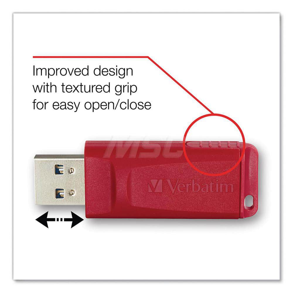 Verbatim - Office Machine Supplies & Accessories; Office Machine/Equipment Accessory Type: Flash Drive ; For Use With: Windows XP Vista & 7 & Higher; Mac OS X 10.1 & Higher; Linux kernel 2.6 & Higher ; Color: Red - Exact Industrial Supply