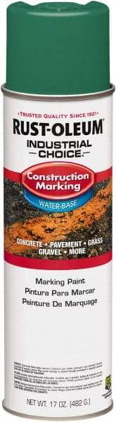 Rust-Oleum - 17 fl oz Green Paint & Primer - 400' Coverage at 1" Wide, Water-Based Formula, >500 gL VOC - Exact Industrial Supply