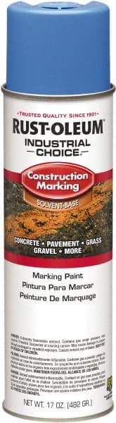 Rust-Oleum - 17 fl oz Blue Paint & Primer - 400' Coverage at 1" Wide, Solvent Base Formula, >500 gL VOC - Exact Industrial Supply