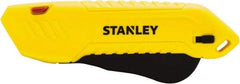 Stanley - Retractable Safety Utility Knife - 2.175" Steel Blade, Yellow & Black Plastic Handle, 1 Blade Included - Exact Industrial Supply