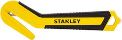 Stanley - Recessed/Concealed Fixed Blade Safety Cutter - 0.394" Steel Blade, Yellow & Black Bi-Material Handle, 1 Blade Included - Exact Industrial Supply