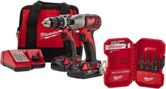 Milwaukee Tool - 18 Volt Cordless Tool Combination Kit - Includes Compact Drill/Driver & Impact Driver, Lithium-Ion Battery Included - Exact Industrial Supply