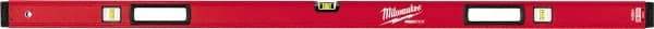 Milwaukee Tool - 59" Long 3 Vial Box Beam Level - Aluminum, Red, 1 Level & 2 Plumb Vials - Exact Industrial Supply