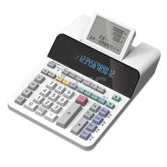 Victor - Calculators; Type: Printing Calculator ; Type of Power: AC ; Display Type: 12-Digit LCD ; Color: White ; Display Size: 12mm ; Width (Decimal Inch): 7.6000 - Exact Industrial Supply
