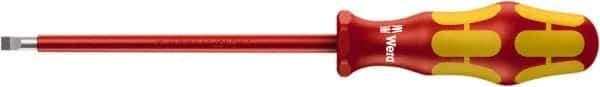 Wera - 4mm Blade Width, 9-3/4" OAL Slotted Screwdriver - 150mm Blade Length, Round Shank, Acetate with Rubber Grip Handle - Exact Industrial Supply