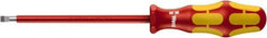 Wera - 4mm Blade Width, 9-3/4" OAL Slotted Screwdriver - 150mm Blade Length, Round Shank, Acetate with Rubber Grip Handle - Exact Industrial Supply