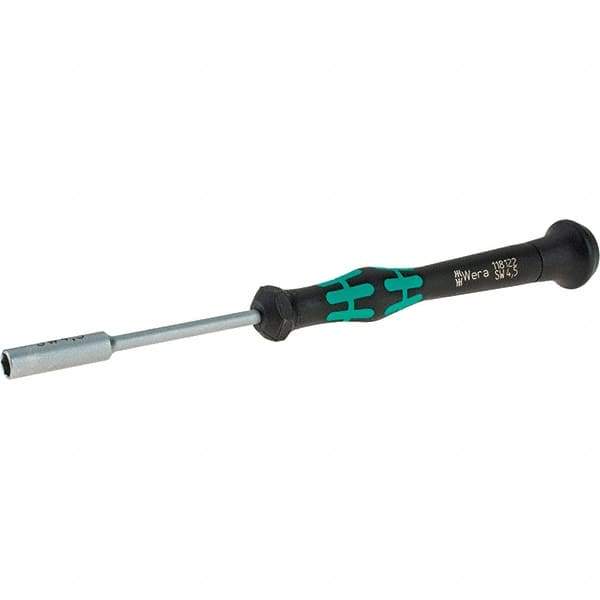 Wera - 4.5mm Solid Shaft Precision Nutdriver - Cushion Grip Handle, 6-1/4" OAL - Exact Industrial Supply