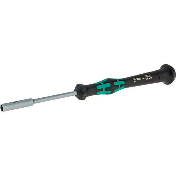 Wera - 4mm Solid Shaft Precision Nutdriver - Cushion Grip Handle, 6-1/4" OAL - Exact Industrial Supply