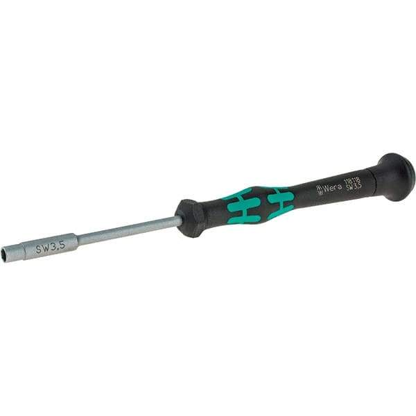 Wera - 3.5mm Solid Shaft Precision Nutdriver - Cushion Grip Handle, 6-1/4" OAL - Exact Industrial Supply