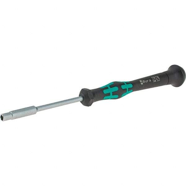 Wera - 3.2mm Solid Shaft Precision Nutdriver - Cushion Grip Handle, 6-1/4" OAL - Exact Industrial Supply