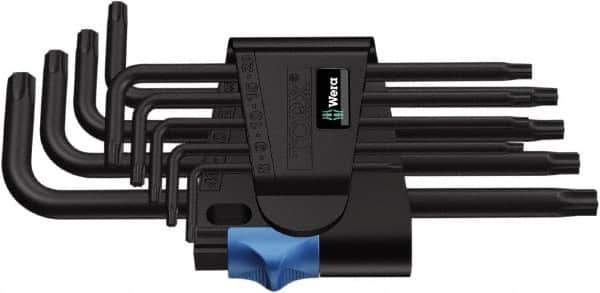 Wera - 9 Piece T8 to T40 Cast Steel L-Key Torx Key Set - T8, T9, T10, T15, T20, T25, T27, T30, T40 Torx Size - Exact Industrial Supply