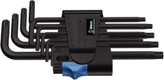 Wera - 9 Piece T8 to T40 Cast Steel L-Key Torx Key Set - T8, T9, T10, T15, T20, T25, T27, T30, T40 Torx Size - Exact Industrial Supply