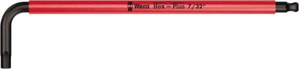 Wera - 7/32" Hex, Long Arm, Hex Key - 6-3/4" OAL, Cast Steel, Inch System of Measurement - Exact Industrial Supply