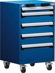 Rousseau Metal - 5 Drawer Steel Tool Roller Cabinet - 24" Wide x 39-1/8" High x 21" Deep, Ball Bearing Drawer Slides, Blue - Exact Industrial Supply