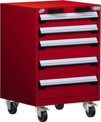 Rousseau Metal - 5 Drawer Steel Tool Roller Cabinet - 24" Wide x 35-1/8" High x 27" Deep, Ball Bearing Drawer Slides, Blue - Exact Industrial Supply