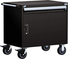 Rousseau Metal - 4 Drawer Steel Tool Roller Cabinet - 30" Wide x 35-1/8" High x 21" Deep, Ball Bearing Drawer Slides, Black - Exact Industrial Supply
