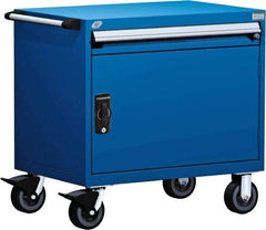 Rousseau Metal - 1 Drawer Steel Tool Roller Cabinet - 30" Wide x 35-1/8" High x 21" Deep, Ball Bearing Drawer Slides, Blue - Exact Industrial Supply