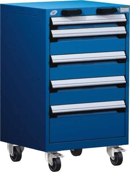 Rousseau Metal - 5 Drawer Steel Tool Roller Cabinet - 24" Wide x 39-1/8" High x 27" Deep, Ball Bearing Drawer Slides, Blue - Exact Industrial Supply