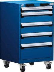 Rousseau Metal - 5 Drawer Steel Tool Roller Cabinet - 24" Wide x 39-1/8" High x 27" Deep, Ball Bearing Drawer Slides, Blue - Exact Industrial Supply