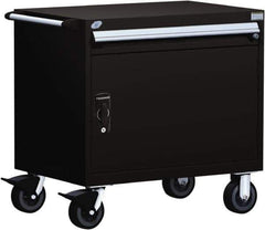 Rousseau Metal - 1 Drawer Steel Tool Roller Cabinet - 36" Wide x 35-1/8" High x 24" Deep, Ball Bearing Drawer Slides, Black - Exact Industrial Supply