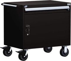 Rousseau Metal - 1 Drawer Steel Tool Roller Cabinet - 30" Wide x 35-1/8" High x 27" Deep, Ball Bearing Drawer Slides, Black - Exact Industrial Supply