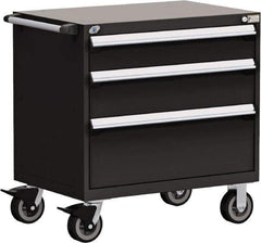 Rousseau Metal - 5 Drawer Steel Tool Roller Cabinet - 30" Wide x 37-1/2" High x 21" Deep, Ball Bearing Drawer Slides, Black - Exact Industrial Supply
