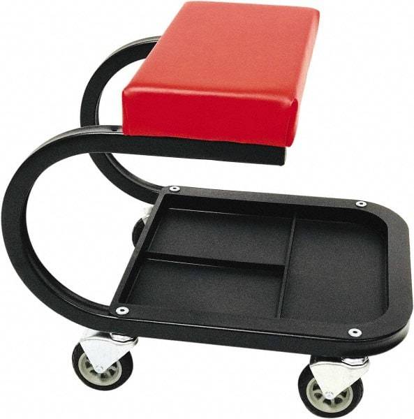 Whiteside - 440 Lb Capacity, 4 Wheel Creeper Seat with Tray - Steel, 15-1/2" Long x 19" High x 14" Wide - Exact Industrial Supply