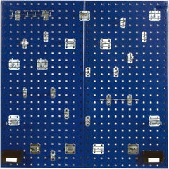 Triton - 18" Wide x 36" High Peg Board Kit - 2 Panels, 28 Hooks, Steel with Epoxy Coating, Blue - Exact Industrial Supply