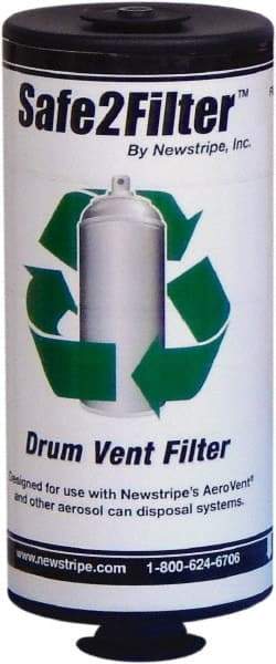 Made in USA - Trash Compactor/Crusher Carbon Filter Assembly - 4" Wide x 4" Long x 9" High, For Any 55 or 30 Gal Drum, 10004840 Aerovent Can Disposal Systems - Exact Industrial Supply