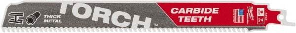 Milwaukee Tool - 9" Long x 1" Thick, Carbide Reciprocating Saw Blade - Straight Profile, 7 TPI, Toothed Edge, Universal Shank - Exact Industrial Supply