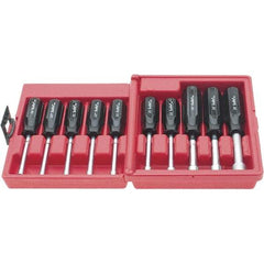 Xcelite - 10 Piece, 4 to 13mm Nut Driver Set - Solid Shaft, Plastic Handle - Exact Industrial Supply