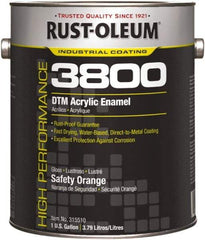 Rust-Oleum - 1 Gal Safety Orange Gloss Finish Acrylic Enamel Paint - 150 to 270 Sq Ft per Gal, Interior/Exterior, Direct to Metal - Exact Industrial Supply