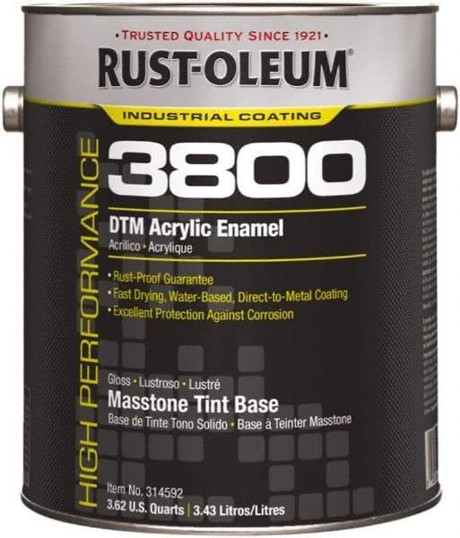 Rust-Oleum - 1 Gal Masstone Tint Base Gloss Finish Acrylic Enamel Paint - 150 to 270 Sq Ft per Gal, Interior/Exterior, Direct to Metal - Exact Industrial Supply