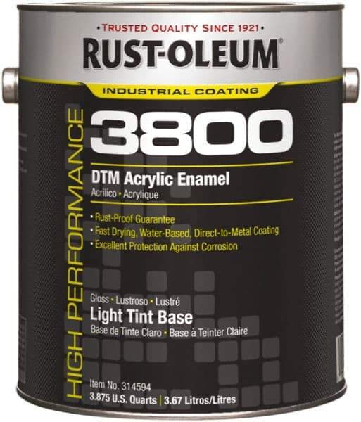 Rust-Oleum - 1 Gal Light Tint Base Gloss Finish Acrylic Enamel Paint - 150 to 270 Sq Ft per Gal, Interior/Exterior, Direct to Metal - Exact Industrial Supply