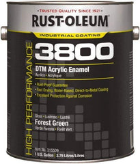 Rust-Oleum - 1 Gal Forest Green Gloss Finish Acrylic Enamel Paint - 150 to 270 Sq Ft per Gal, Interior/Exterior, Direct to Metal - Exact Industrial Supply