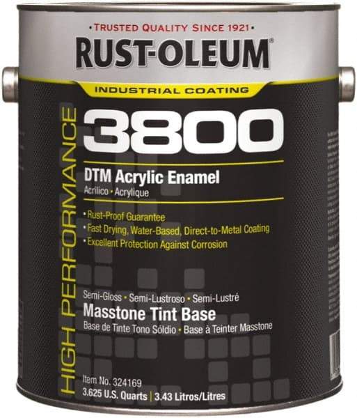 Rust-Oleum - 1 Gal Masstone Tint Base Semi Gloss Finish Acrylic Enamel Paint - 150 to 270 Sq Ft per Gal, Interior/Exterior, Direct to Metal - Exact Industrial Supply