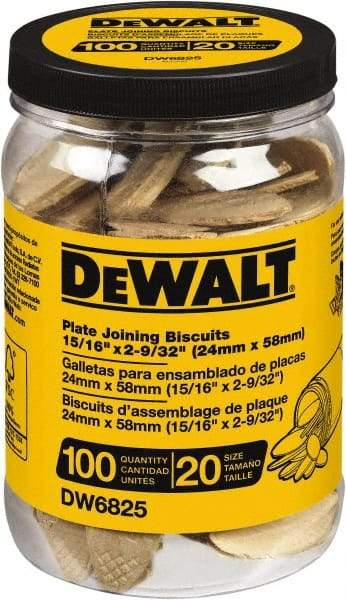 DeWALT - Size 20 Biscuits - 100 Pieces, Tube - Exact Industrial Supply