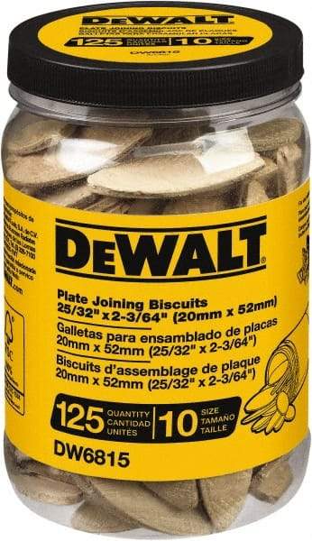 DeWALT - Size 10 Biscuits - 125 Pieces, Tube - Exact Industrial Supply
